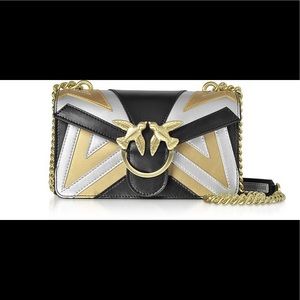 Pinko mini love Metallic chevron intarsio bag NWOT